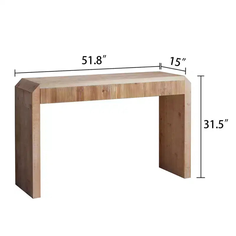 Consolle in legno Rae Rustic 51,8 con cassetto testurizzato a coste