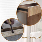 Consolle in legno Rae Rustic 51,8 con cassetto testurizzato a coste
