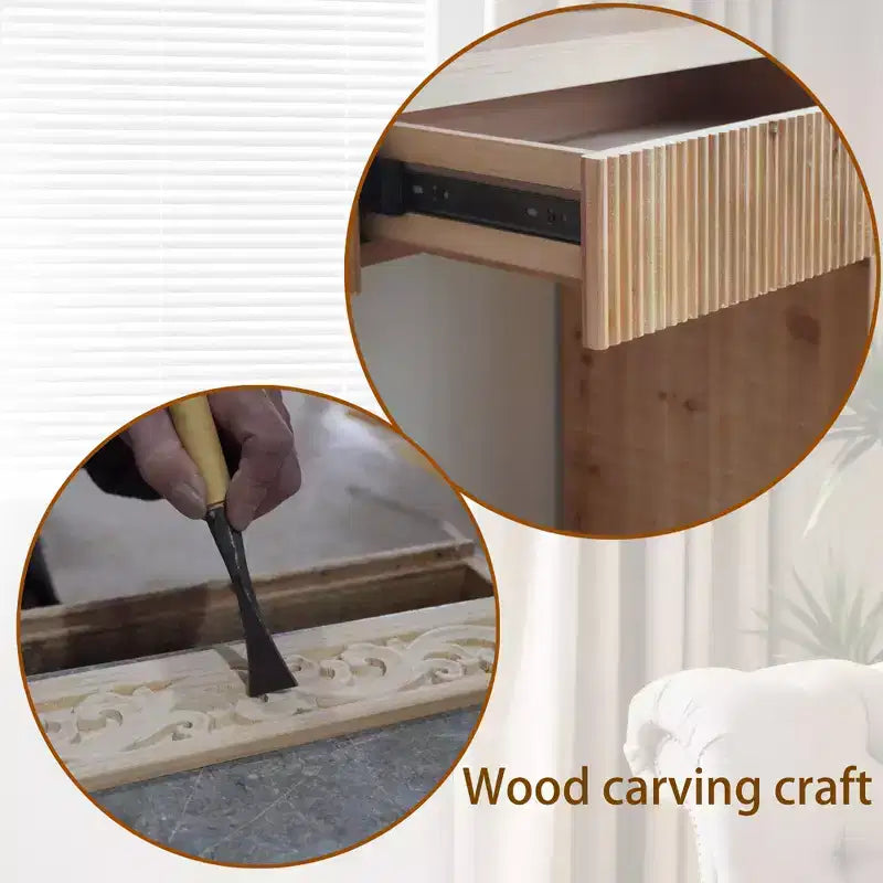 Consolle in legno Rae Rustic 51,8 con cassetto testurizzato a coste