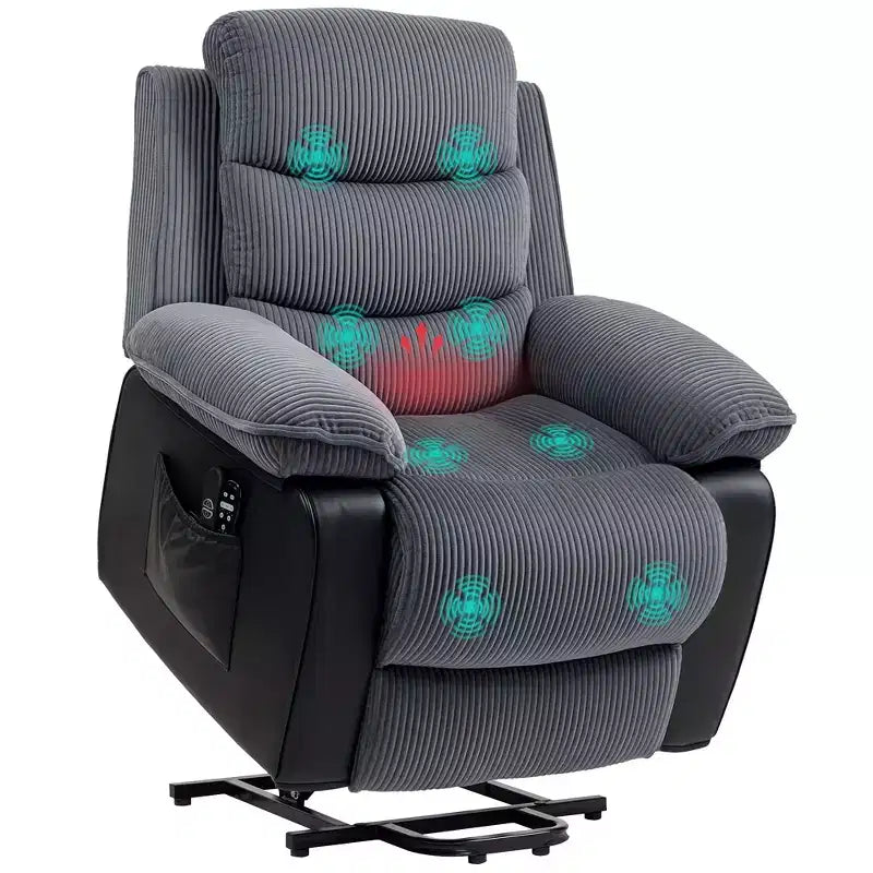 HOMCOM Power Lift Recliner Chair with Massage and Heat, Electric Lift Chair with Remote Controllers and Side Pockets, Gray