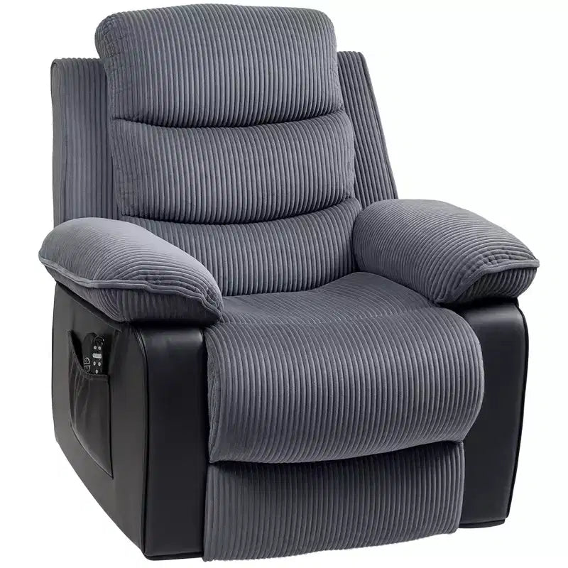 Poltrona Reclinabile con Sollevatore Elettrico con Massaggio e Calore, Poltrona Alzapersona Elettrica con Telecomandi e Tasche Laterali, Grigio