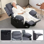 Poltrona Reclinabile con Sollevatore Elettrico con Massaggio e Calore, Poltrona Alzapersona Elettrica con Telecomandi e Tasche Laterali, Grigio