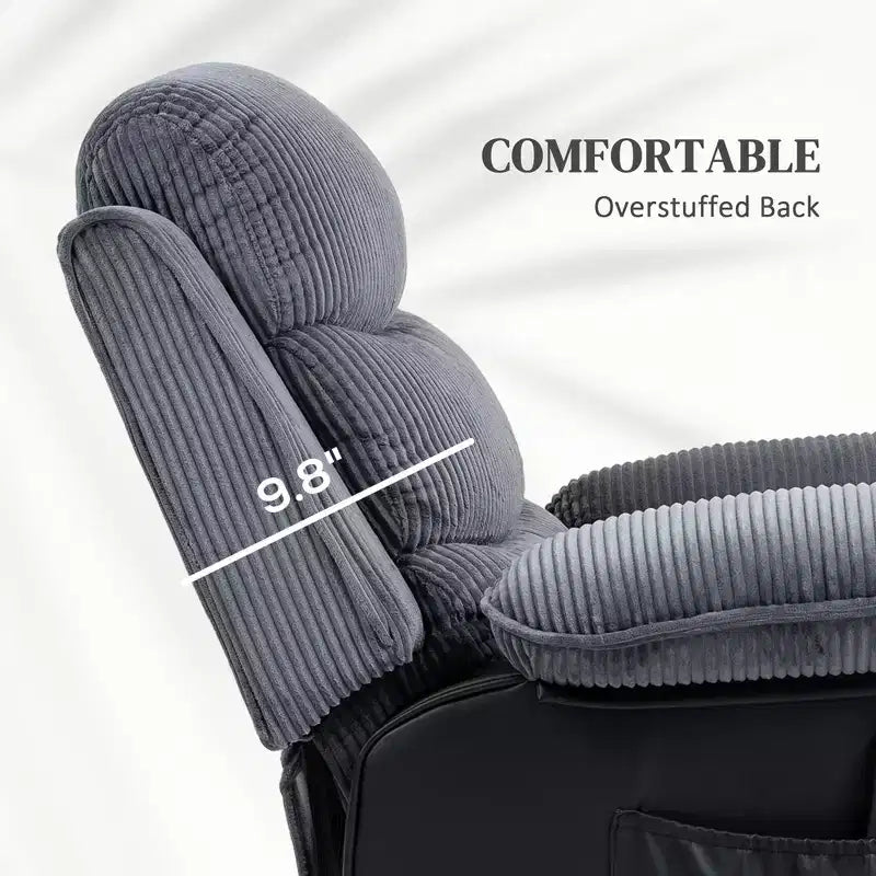 Poltrona Reclinabile con Sollevatore Elettrico con Massaggio e Calore, Poltrona Alzapersona Elettrica con Telecomandi e Tasche Laterali, Grigio