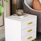 Comodino Chic Bianco: Elegante Contenitore con Accenti Dorati