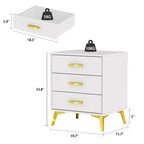Comodino Chic Bianco: Elegante Contenitore con Accenti Dorati