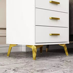 Comodino Chic Bianco: Elegante Contenitore con Accenti Dorati