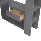 Letto a soppalco da gaming in legno da 87,1''L x 49,4''W con scrivania, ripiani multiuso, LED e stazione di ricarica