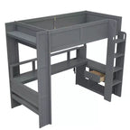 Letto a soppalco da gaming in legno da 87,1''L x 49,4''W con scrivania, ripiani multiuso, LED e stazione di ricarica