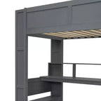 Letto a soppalco da gaming in legno da 87,1''L x 49,4''W con scrivania, ripiani multiuso, LED e stazione di ricarica