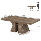 Tavolino da caffè Lantine Wood, Tavolino rettangolare da 120 cm con base in legno spessa, Tavolino da cocktail in stile rustico con effetto legno per soggiorno