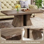 Tavolino da caffè Lantine Wood, Tavolino rettangolare da 120 cm con base in legno spessa, Tavolino da cocktail in stile rustico con effetto legno per soggiorno