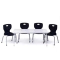 Bintiva Activity Table & Chair Set  24x48 Gray Sprayed Edge Table with Adjustable Legs and 4 Black 14 NAAR Classroom Chairs