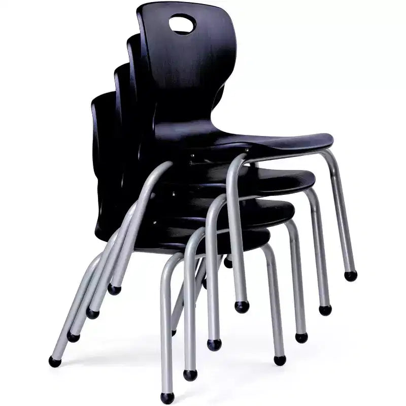 Tavolo e sedie per attività Set tavolo 24x48 con bordo spruzzato grigio e gambe regolabili e 4 sedie nere da aula da 14 pollici