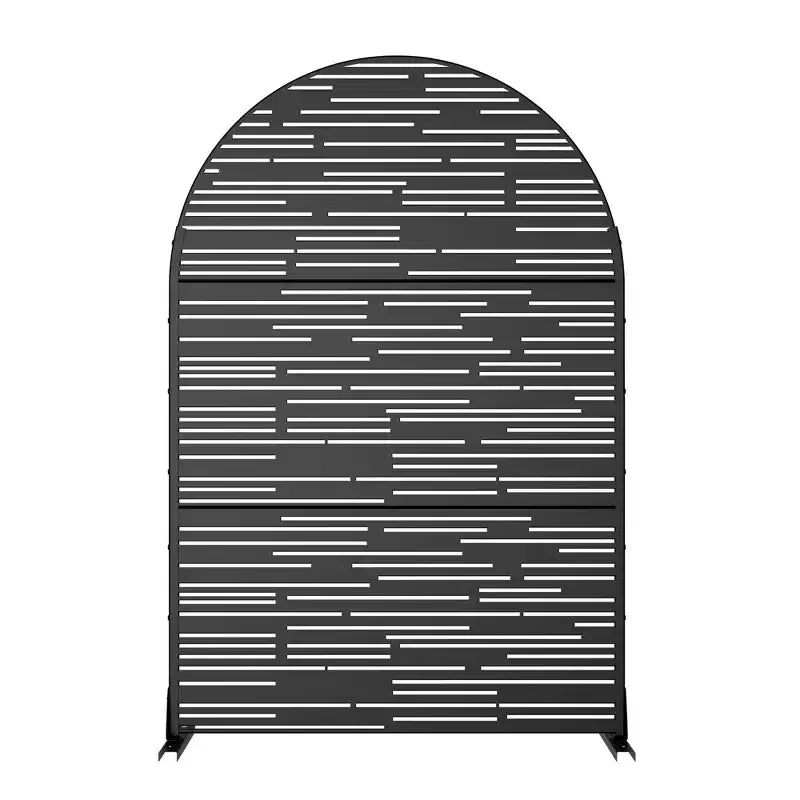 Paravento Shine Light-Shadow in acciaio zincato nero ad arco con telaio ad A 183x120x40 cm
