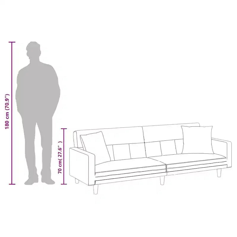 Divano Letto Loveseat Convertibile con Cuscini per Studio in Tessuto - Grigio Chiaro