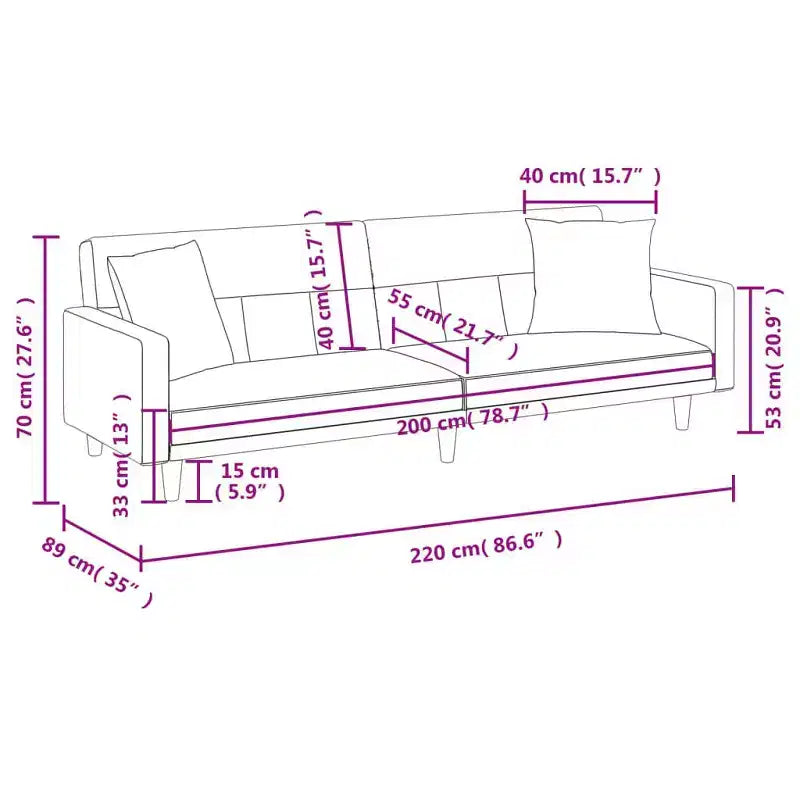 Divano Letto Loveseat Convertibile con Cuscini per Studio in Tessuto - Grigio Chiaro