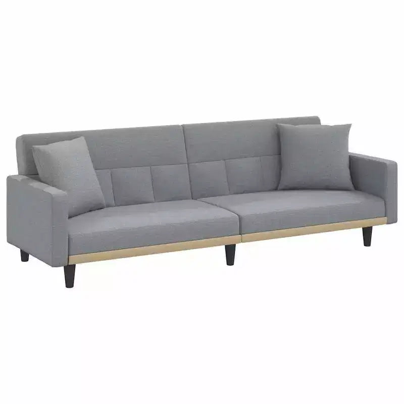 Divano Letto Loveseat Convertibile con Cuscini per Studio in Tessuto - Grigio Chiaro