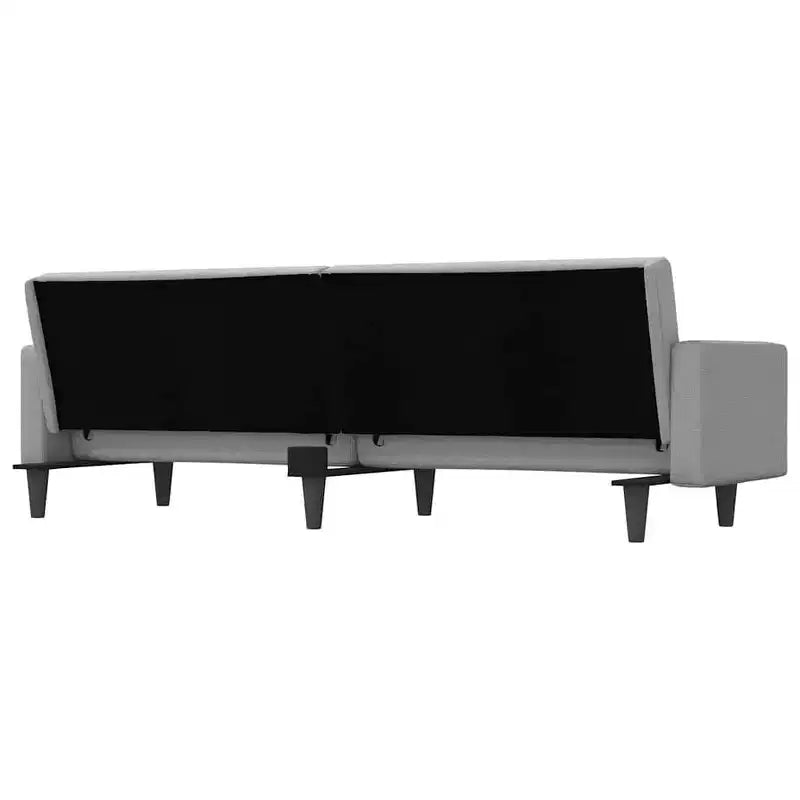 Divano Letto Loveseat Convertibile con Cuscini per Studio in Tessuto - Grigio Chiaro