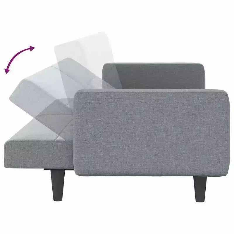 Divano Letto Loveseat Convertibile con Cuscini per Studio in Tessuto - Grigio Chiaro