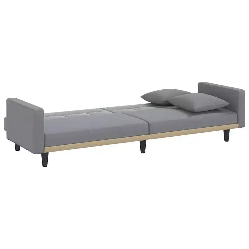 Divano Letto Loveseat Convertibile con Cuscini per Studio in Tessuto - Grigio Chiaro