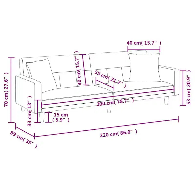 Divano Letto Loveseat Convertibile con Cuscini per Studio in Tessuto - Grigio Chiaro