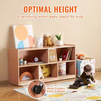 Mobile Cubby, Armadietto Mobiletto con 5 Scomparti, Libreria Cubby a 2 Ripiani, Scaffali per Aula, Naturale