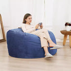 Poltrona Sacco in Velluto da 120 cm, Imbottita in Schiuma, Rotonda, per Adulti e Adolescenti, Morbida Seduta Felpata per Soggiorno, Dormitorio o Zone Relax