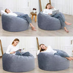 Poltrona Sacco in Velluto da 120 cm, Imbottita in Schiuma, Rotonda, per Adulti e Adolescenti, Morbida Seduta Felpata per Soggiorno, Dormitorio o Zone Relax