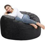 Poltrona Sacco in Velluto da 120 cm, Imbottita in Schiuma, Rotonda, per Adulti e Adolescenti, Morbida Seduta Felpata per Soggiorno, Dormitorio o Zone Relax