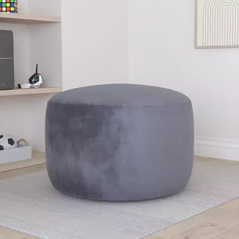 Poltrona Sacco in Velluto da 120 cm, Imbottita in Schiuma, Rotonda, per Adulti e Adolescenti, Morbida Seduta Felpata per Soggiorno, Dormitorio o Zone Relax
