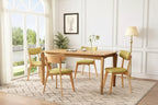 Set da pranzo Laila 5 pezzi in legno di gomma moderno di metà secolo con cuscini