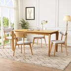 Set da pranzo Laila 5 pezzi in legno di gomma moderno di metà secolo con cuscini