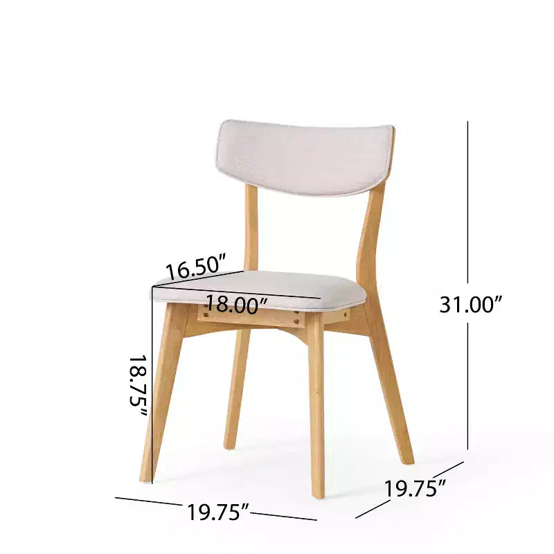 Set da pranzo Laila 5 pezzi in legno di gomma moderno di metà secolo con cuscini