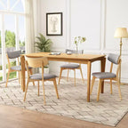 Set da pranzo Laila 5 pezzi in legno di gomma moderno di metà secolo con cuscini