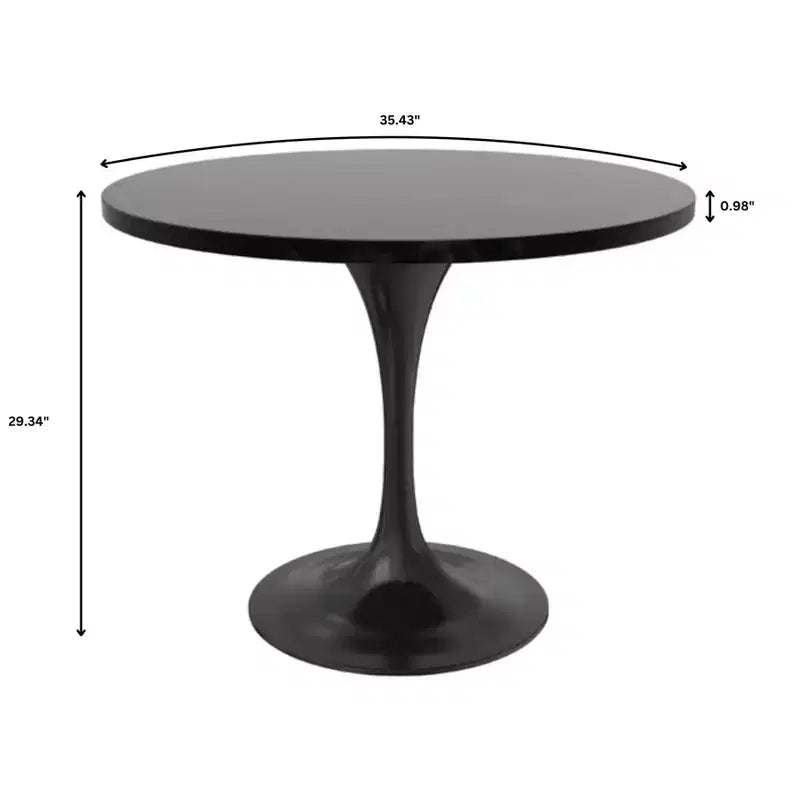 Set da pranzo Verve 5 pezzi con tavolo da pranzo rotondo da 36" con ripiano in MDF nero e 4 sedie da pranzo