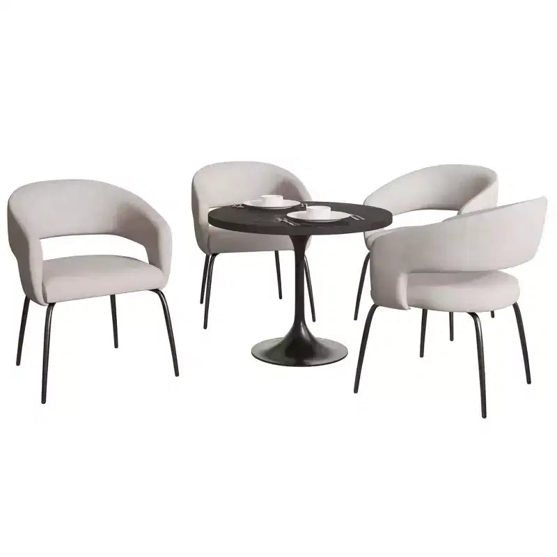 Set da pranzo Verve 5 pezzi con tavolo da pranzo rotondo da 36" con ripiano in MDF nero e 4 sedie da pranzo