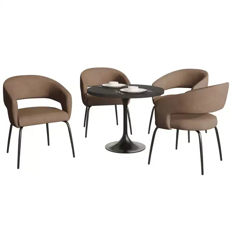 Set da pranzo Verve 5 pezzi con tavolo da pranzo rotondo da 36" con ripiano in MDF nero e 4 sedie da pranzo