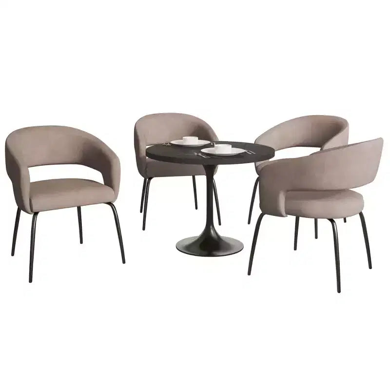 Set da pranzo Verve 5 pezzi con tavolo da pranzo rotondo da 36" con ripiano in MDF nero e 4 sedie da pranzo