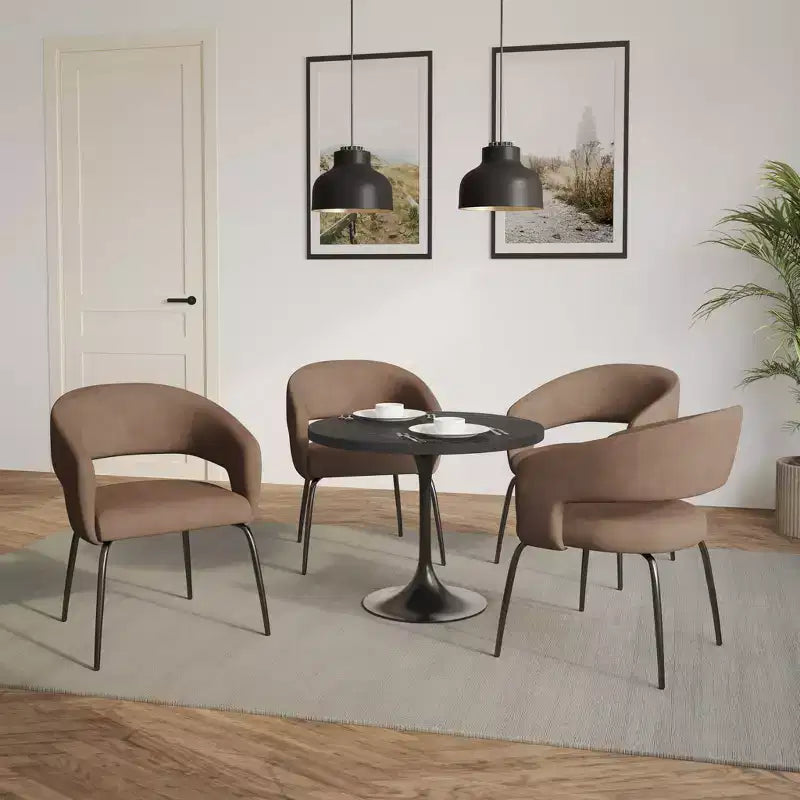 Set da pranzo Verve 5 pezzi con tavolo da pranzo rotondo da 36" con ripiano in MDF nero e 4 sedie da pranzo