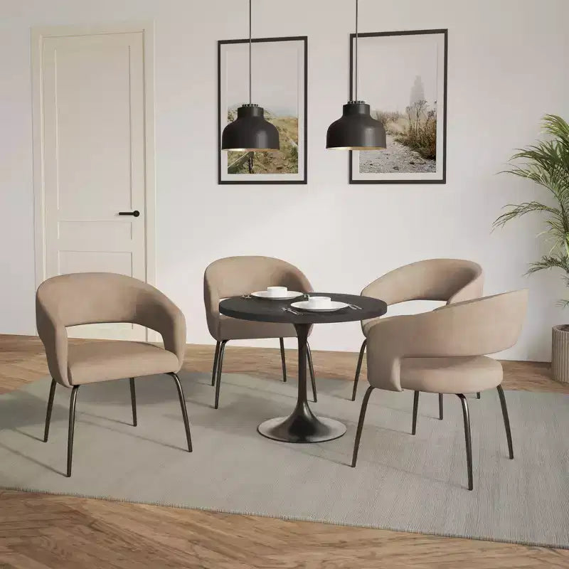 Set da pranzo Verve 5 pezzi con tavolo da pranzo rotondo da 36" con ripiano in MDF nero e 4 sedie da pranzo