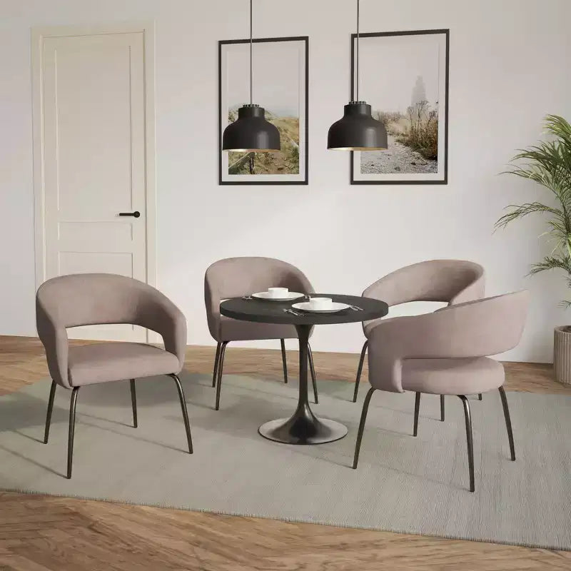 Set da pranzo Verve 5 pezzi con tavolo da pranzo rotondo da 36" con ripiano in MDF nero e 4 sedie da pranzo