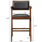 Sgabello da bancone con braccioli Home Hamilton Mid-Century Modern 26 in legno massello e finta pelle imbottita