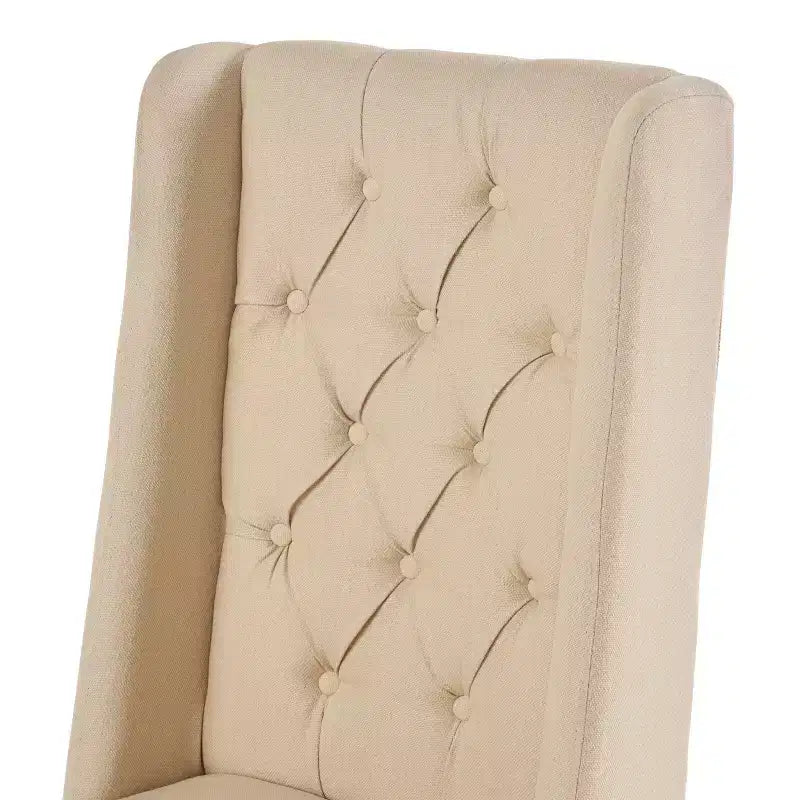 Sedie da pranzo poltroncine senza braccioli con schienale alto a orecchioni e impunture capitonné a rombi, blu/beige/grigio/marrone/rosso/nero-Merax