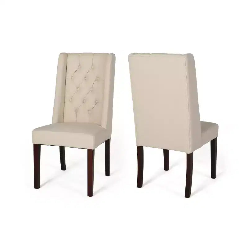Sedie da pranzo poltroncine senza braccioli con schienale alto a orecchioni e impunture capitonné a rombi, blu/beige/grigio/marrone/rosso/nero-Merax