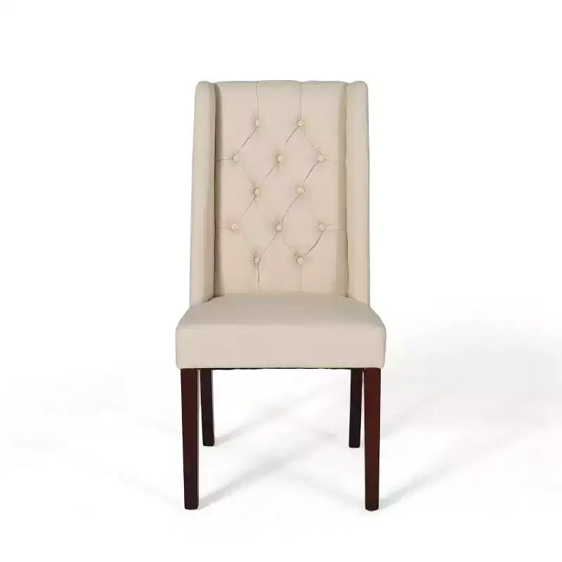 Sedie da pranzo poltroncine senza braccioli con schienale alto a orecchioni e impunture capitonné a rombi, blu/beige/grigio/marrone/rosso/nero-Merax
