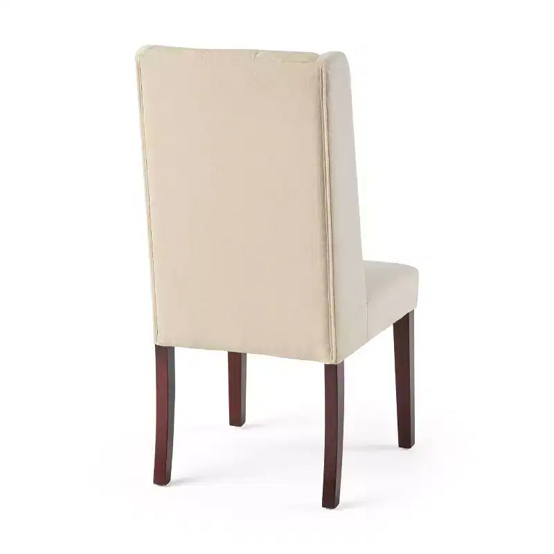Sedie da pranzo poltroncine senza braccioli con schienale alto a orecchioni e impunture capitonné a rombi, blu/beige/grigio/marrone/rosso/nero-Merax