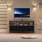 Mobile porta TV nero da 55" con cassetti grigi, mobile da soggiorno/camera da letto in stile cassettiera per riporre gli oggetti