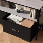 Mobile porta TV nero da 55" con cassetti grigi, mobile da soggiorno/camera da letto in stile cassettiera per riporre gli oggetti