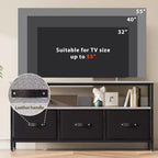 Mobile porta TV nero da 55" con cassetti grigi, mobile da soggiorno/camera da letto in stile cassettiera per riporre gli oggetti