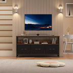 Mobile porta TV nero da 55" con cassetti grigi, mobile da soggiorno/camera da letto in stile cassettiera per riporre gli oggetti